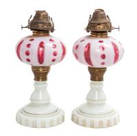Two American Fluid Lamps Height 11 1/4 inches.