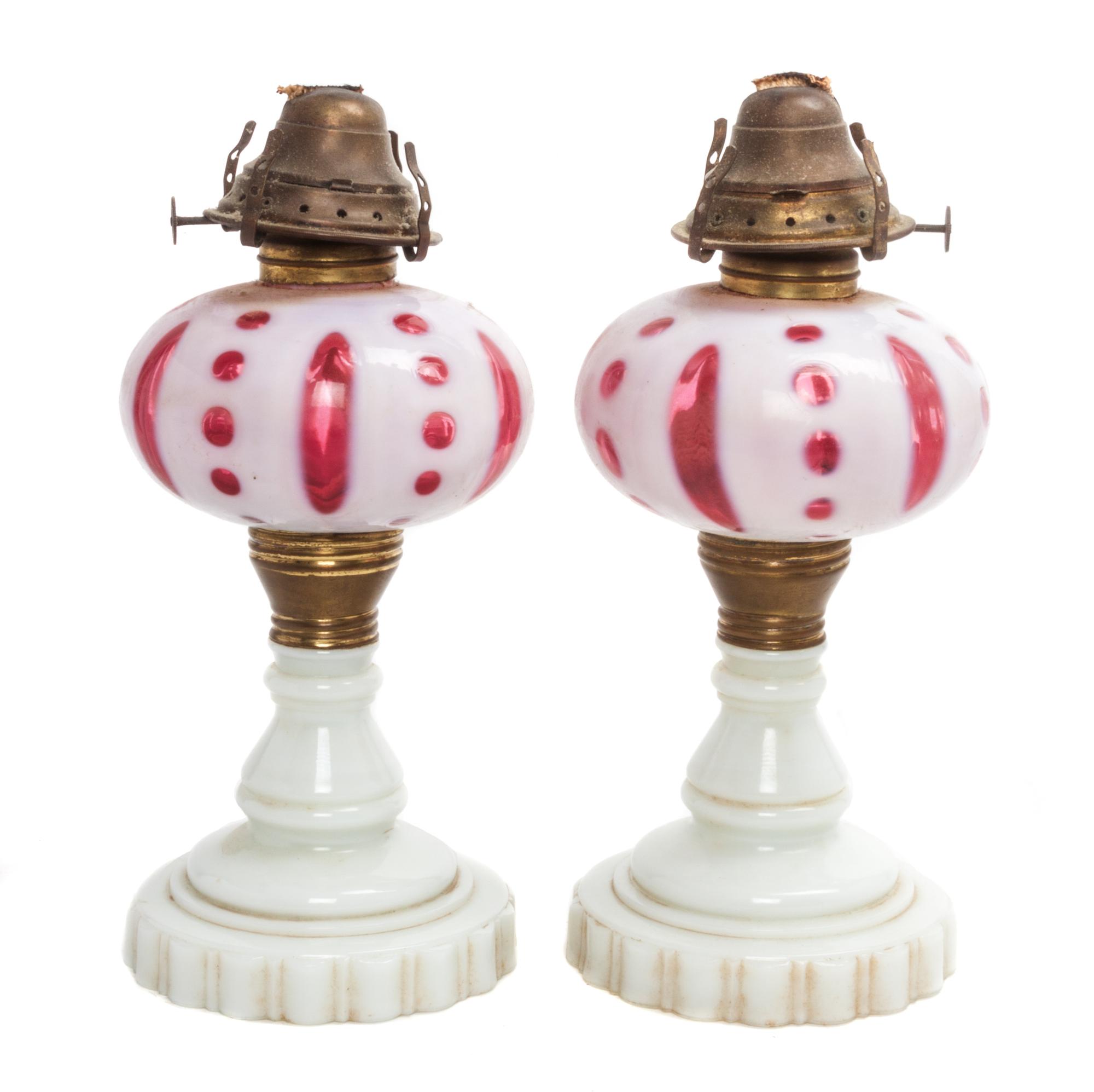 Two American Fluid Lamps Height 11 1/4 inches.