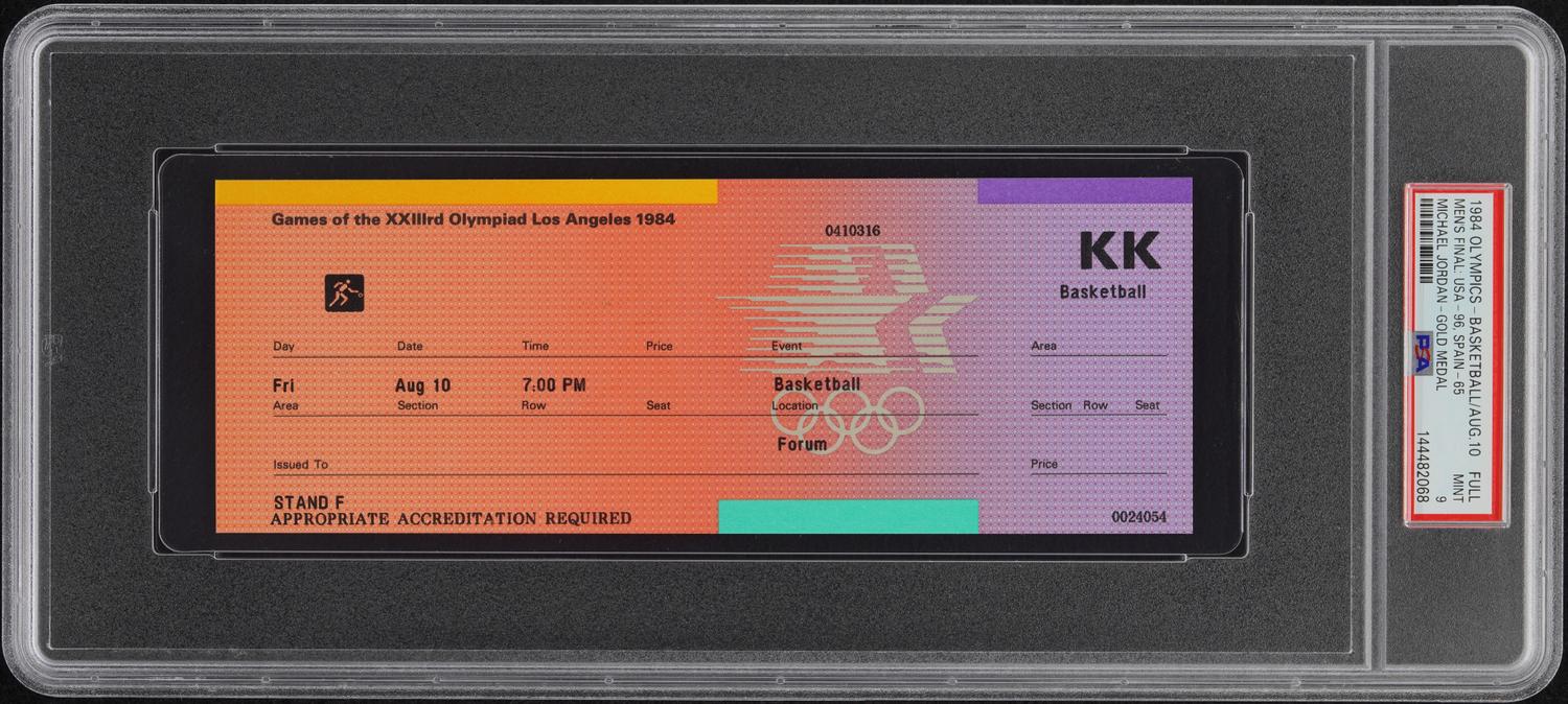 A 1984 Los Angeles Olympics USA Basketball Team / Michael Jordan Gold Medal Game Full Ticket (PSA 9 MINT, POP 2 - NONE HIGHER)