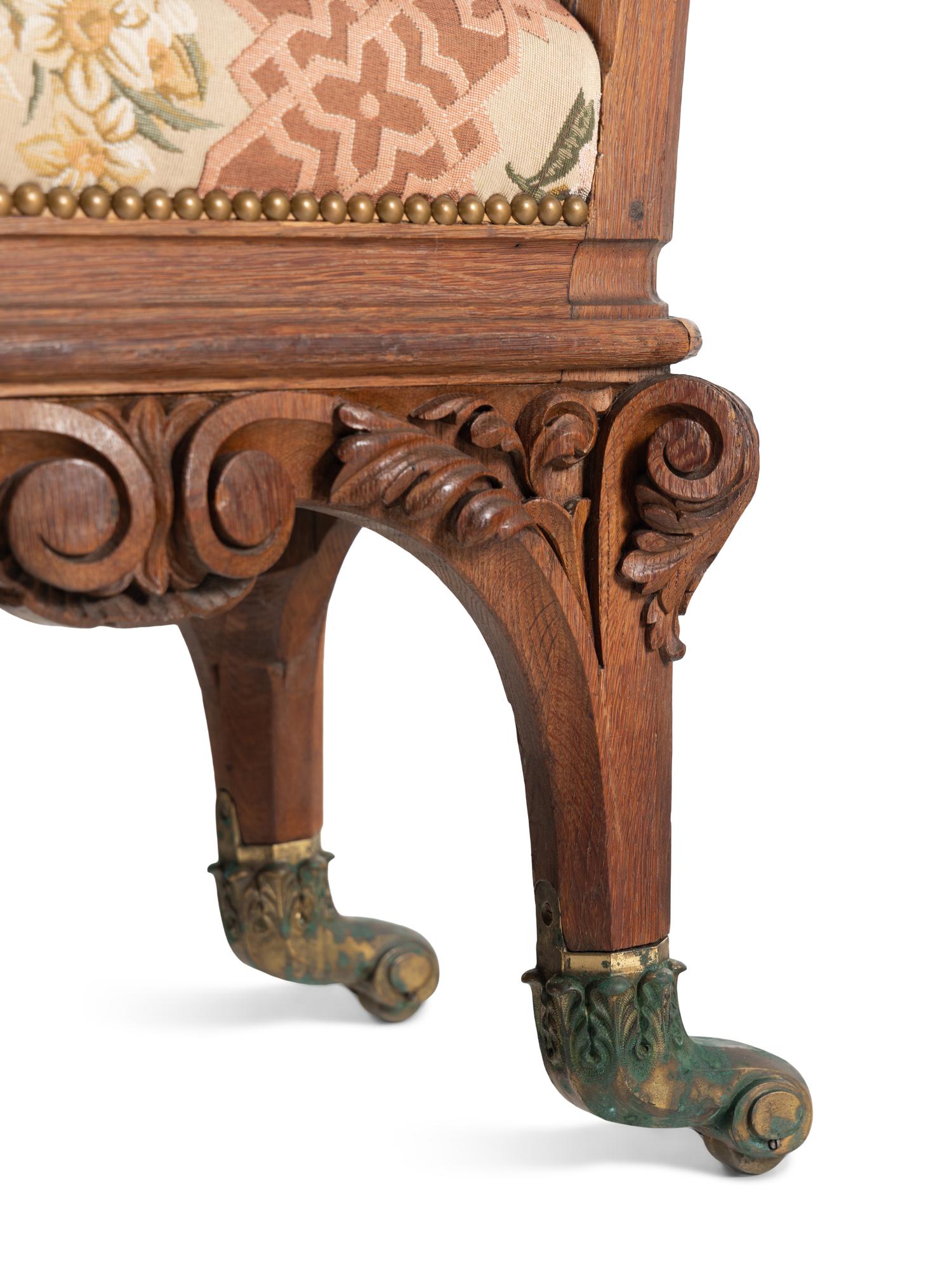 A Set of Six Rococo Revival Carved Oak Dining Chairs