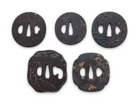 Five Inlaid Iron Tsuba