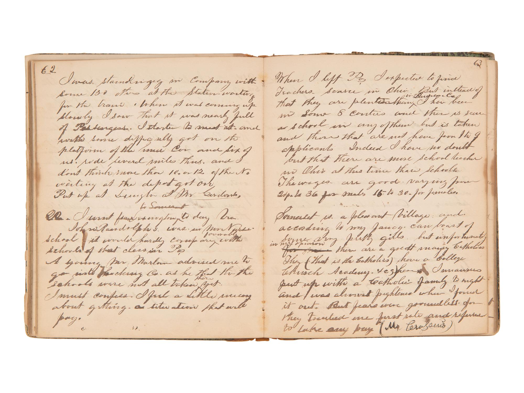 JACKSON, Col. Oscar L. (1840-1920). Five journals, incl. descriptions of Oscar L. Jackson's political activism during the 1860 campaign and his service with 63rd OVI, with campaign broadside noting Jackson as a speaker.