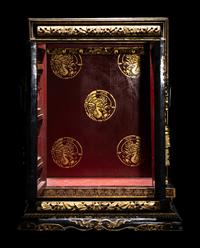 A Chinese Gilt and Black Lacquered Wood Shrine