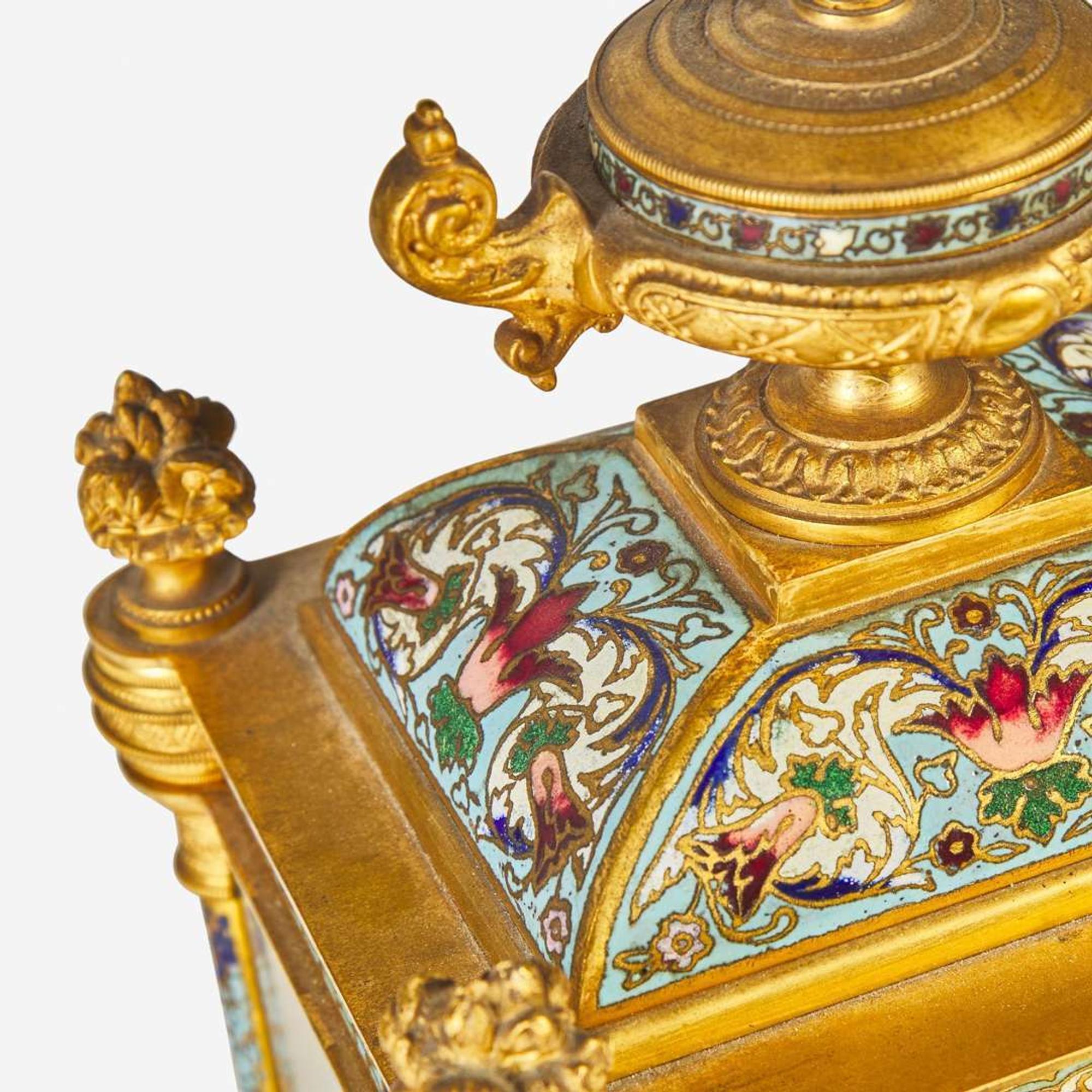 A French cloisonné enamel, gilt bronze, and onyx mantel clock Couaillet Frères, France, retailed by Bailey Banks & Biddle, Philadelphia, PA, circa 1900