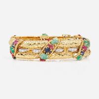 An 18K Yellow Gold and Platinum Gem-set David Webb Bracelet