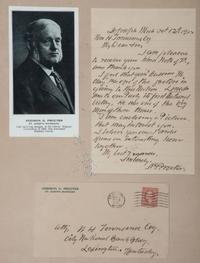 PROCTER, Addison G. (1838-1925). Autograph letter signed ("AG Procter") to William H. Townsend. St. Joseph, Michigan, 12 October 1922.