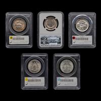 A Group of Five Graded Commemorative 50c Coins