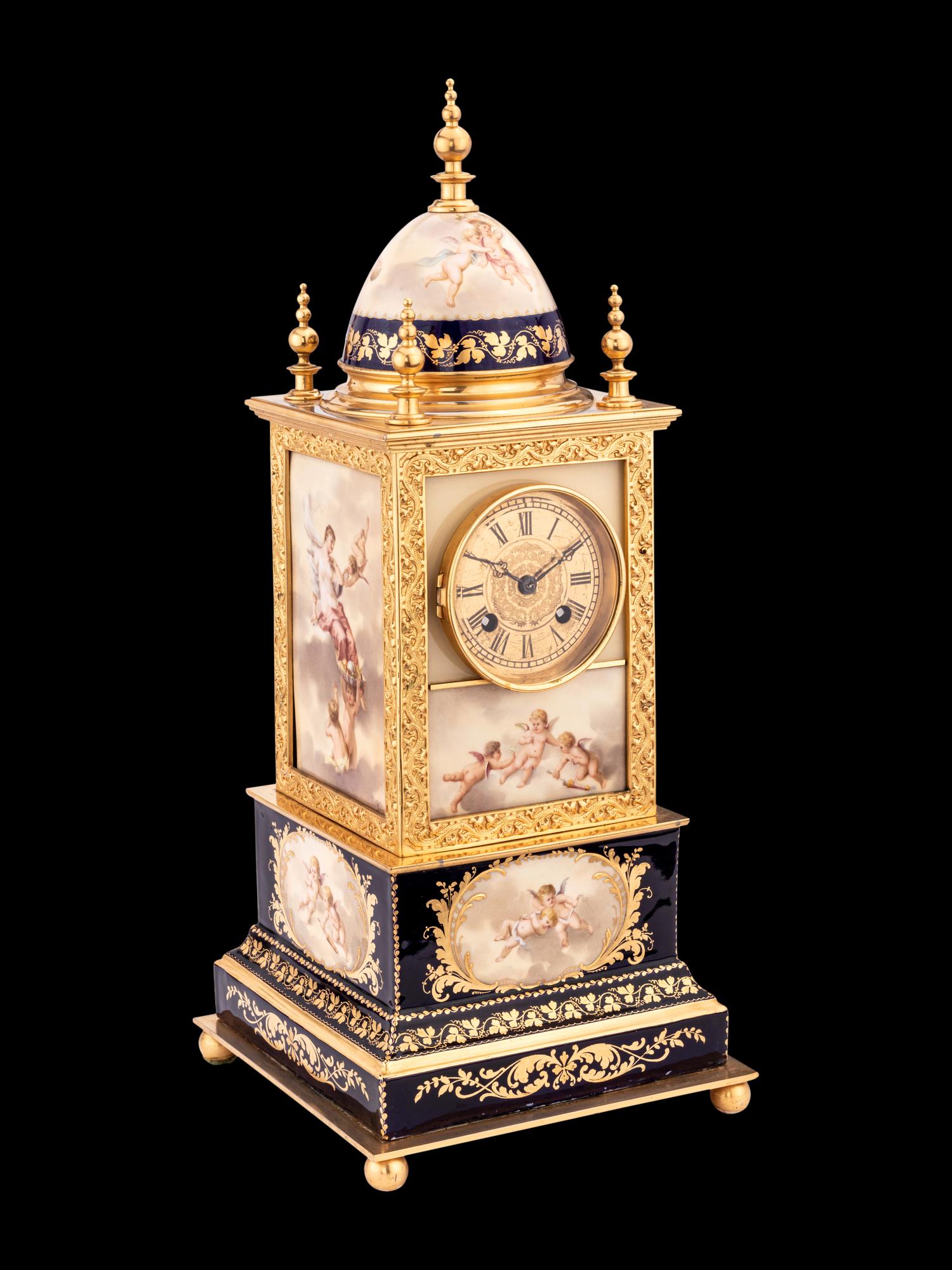 A Royal Vienna Porcelain Mounted Gilt Bronze Clock, Couaillet