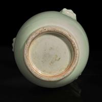 An unusual Chinese Longquan celadon-glazed triple-necked vase 龙泉青釉三口瓶 Qing dynasty ?