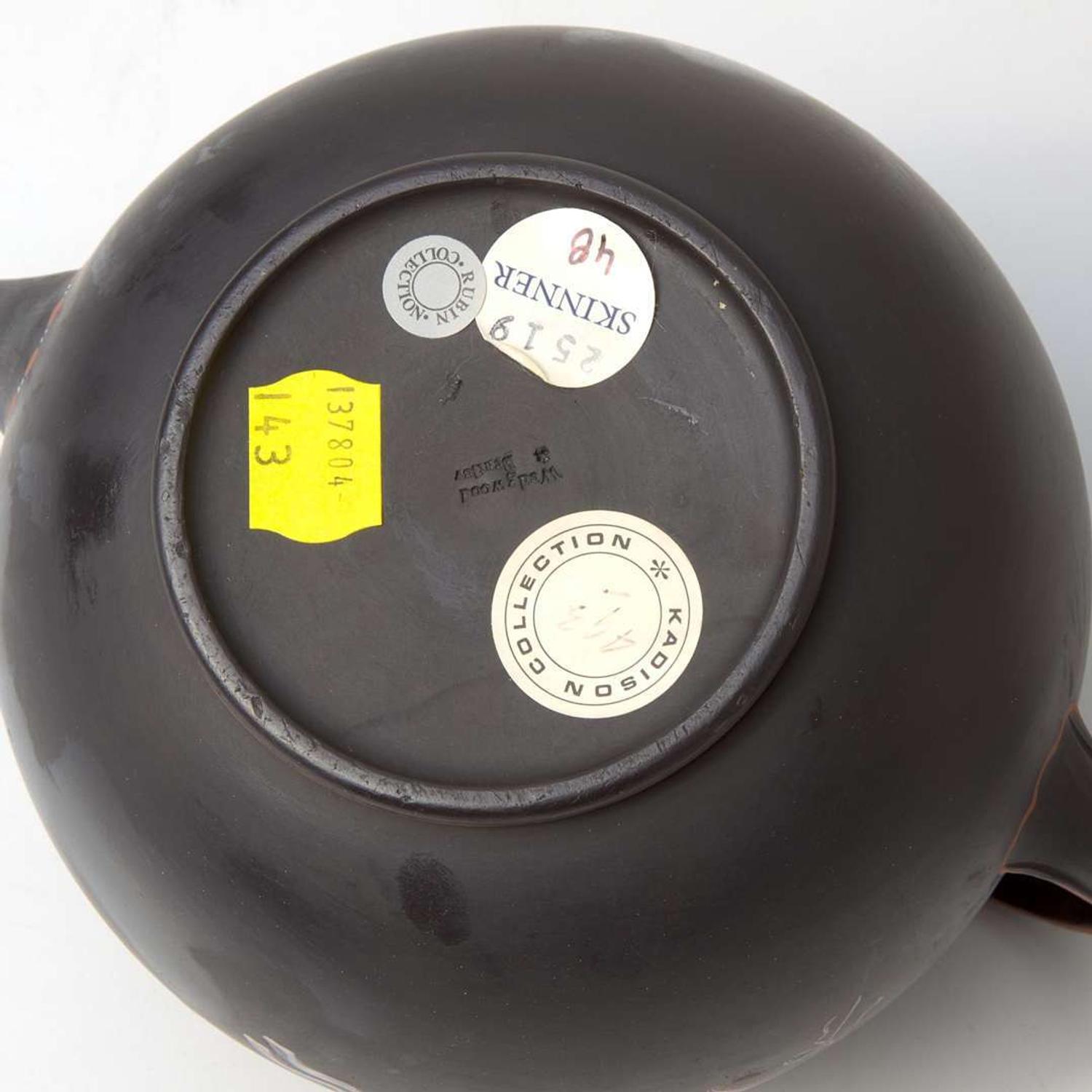 A Wedgwood & Bentley Encaustic-Decorated Black Basalt Teapot UK, circa 1770