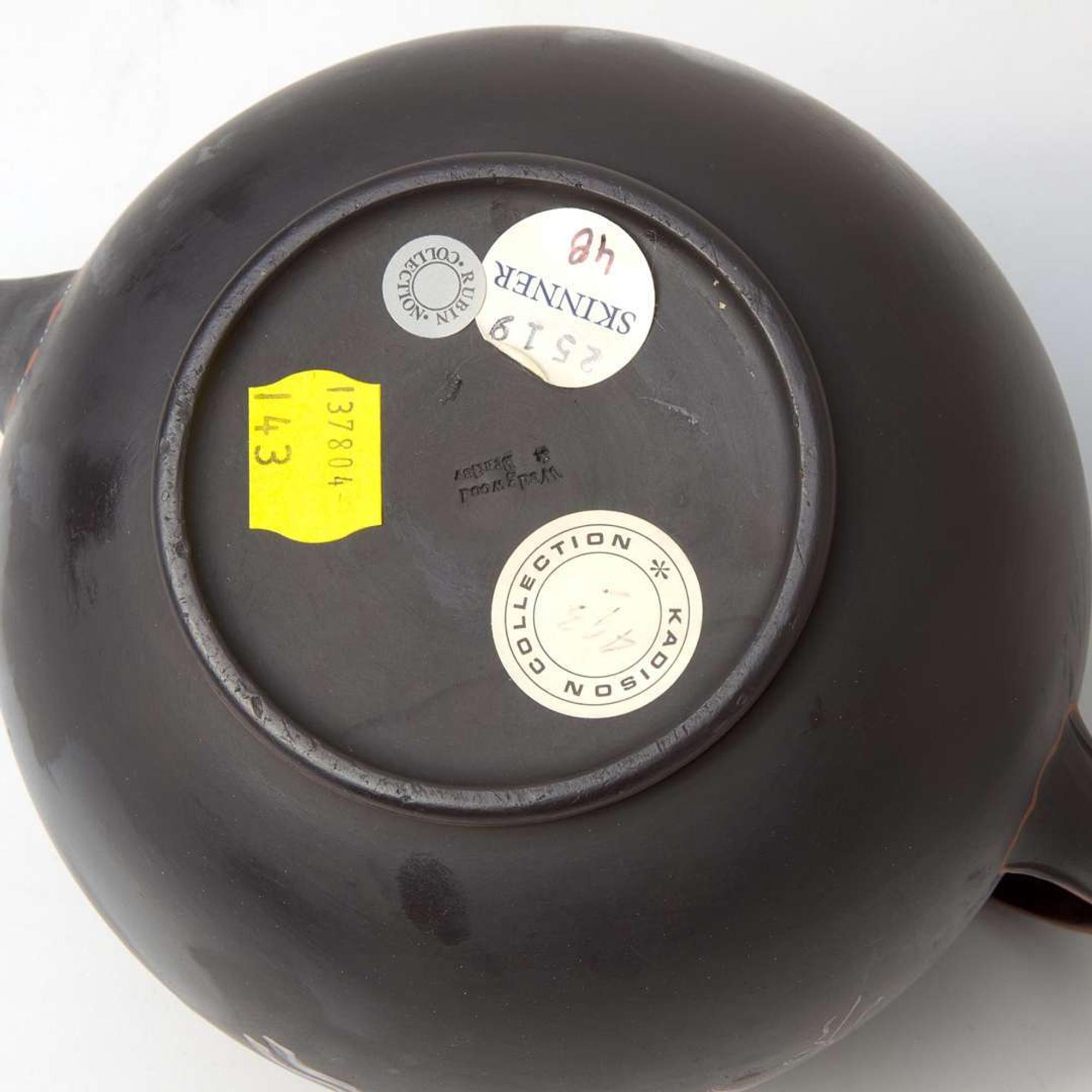 A Wedgwood & Bentley Encaustic-Decorated Black Basalt Teapot UK, circa 1770
