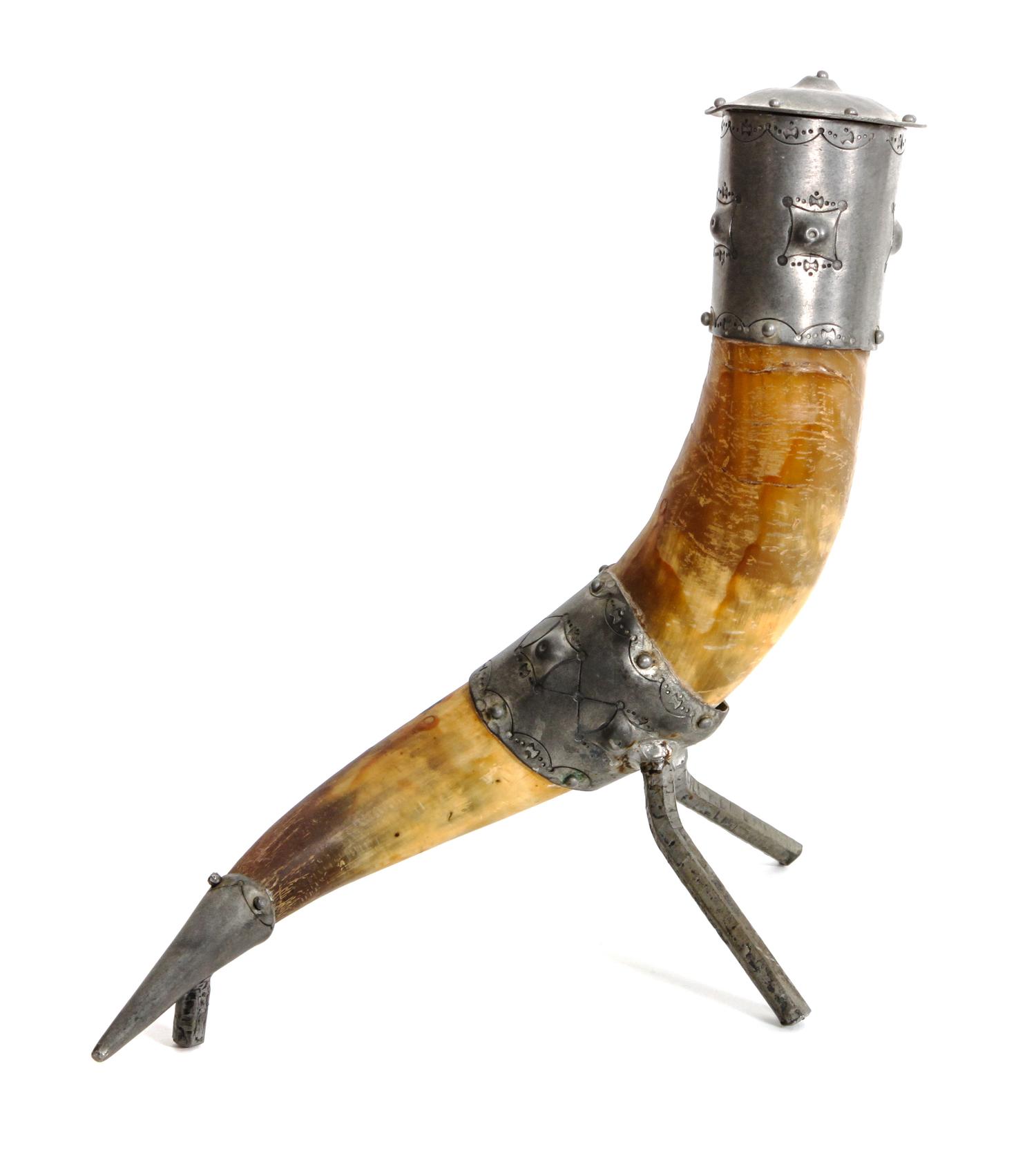 A Continential Decorated Powder Horn Height 10 inches