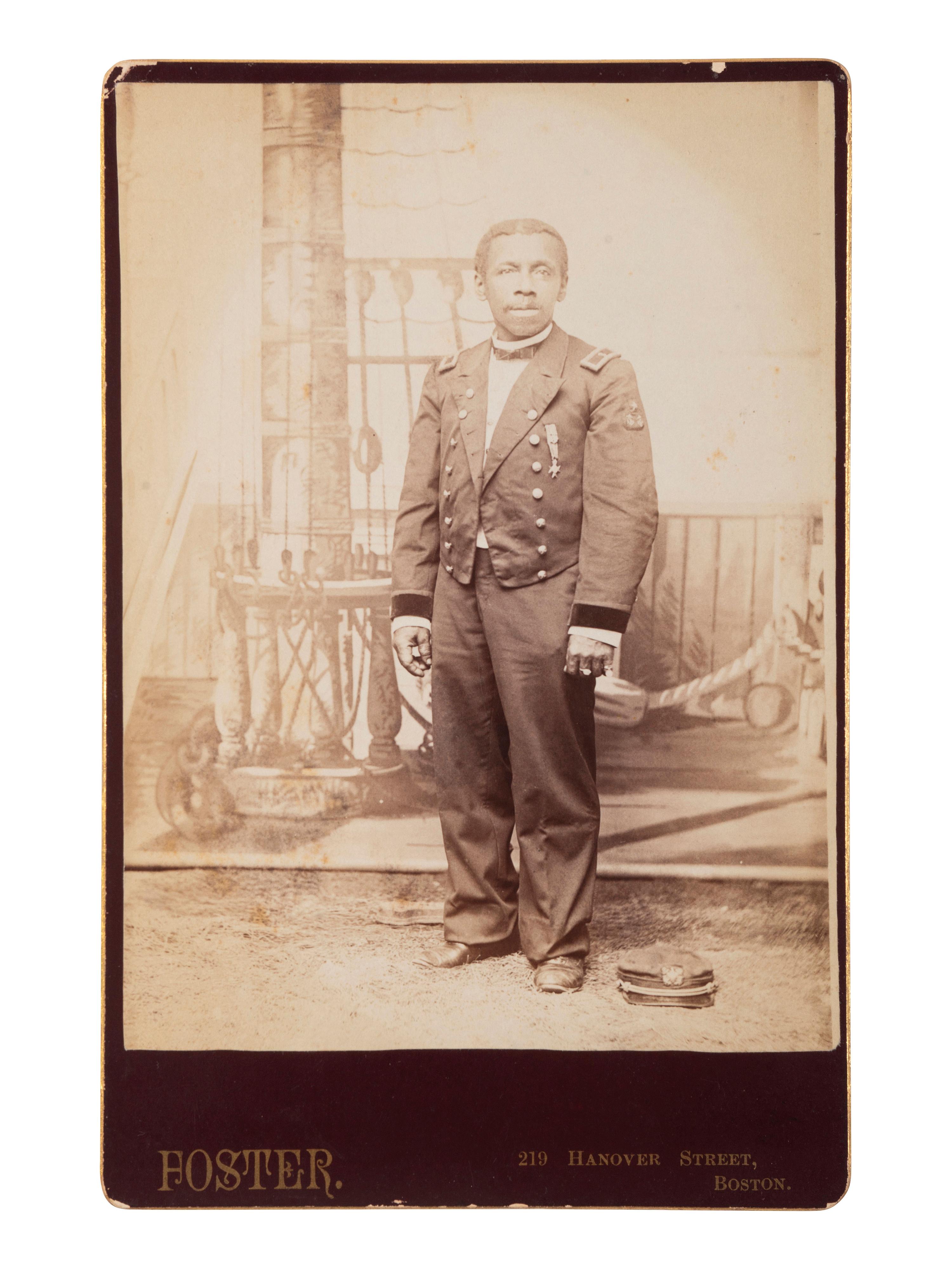 [CIVIL WAR]. Photograph ft. a possible Af. American Civil War veteran. Boston, MA: Foster, ca 1880s.