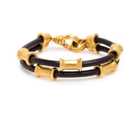 DENISE ROBERGE, LEATHER AND HIGH KARAT GOLD BRACELET