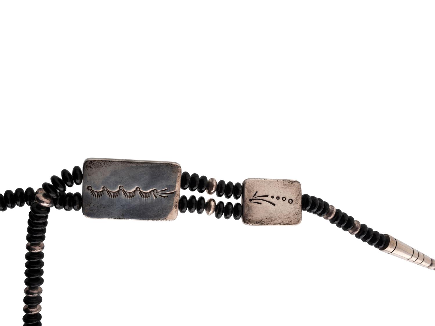 Multi-Strand Jet Necklace, with Sterling Silver Accents