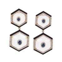 ROCK CRYSTAL, DIAMOND AND ONYX EARRINGS