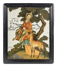 A Pair of Chinese Export Reverse-Painted Mirrors