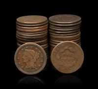 A Large Collection of Large and Small Size 1c Coins