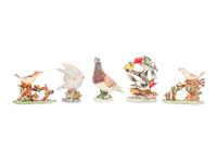 Five Porcelain Figural Groups of Birds