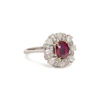 UNHEATED BURMESE RUBY AND DIAMOND RING
