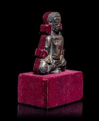 A Thai Silvered Metal Repoussé Plaque of Buddha