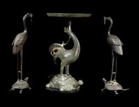 Four Chinese Bronze 'Crane' Articles