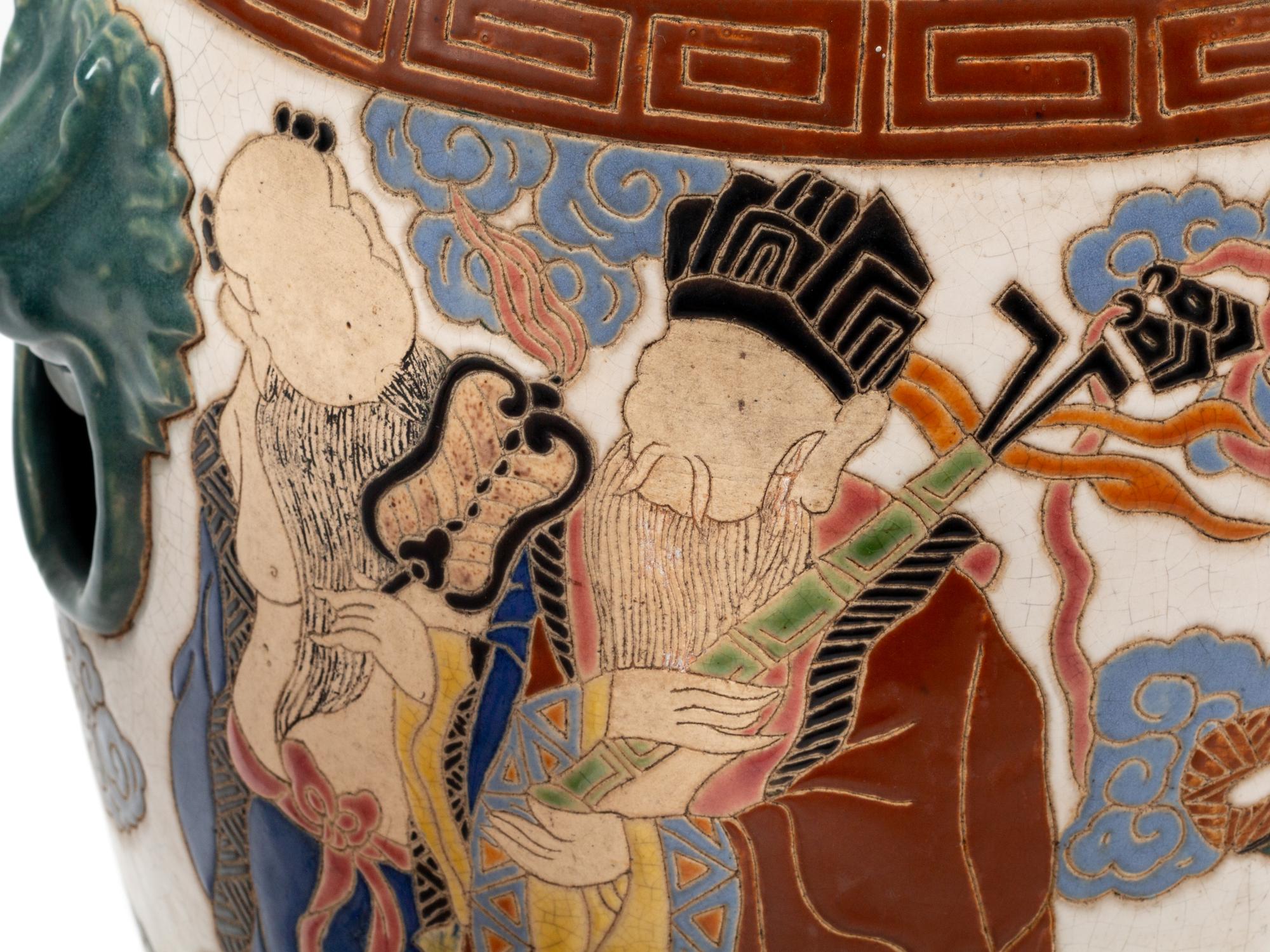 A Pair of Japanese Polychrome Enameled Earthenware Garden Seats