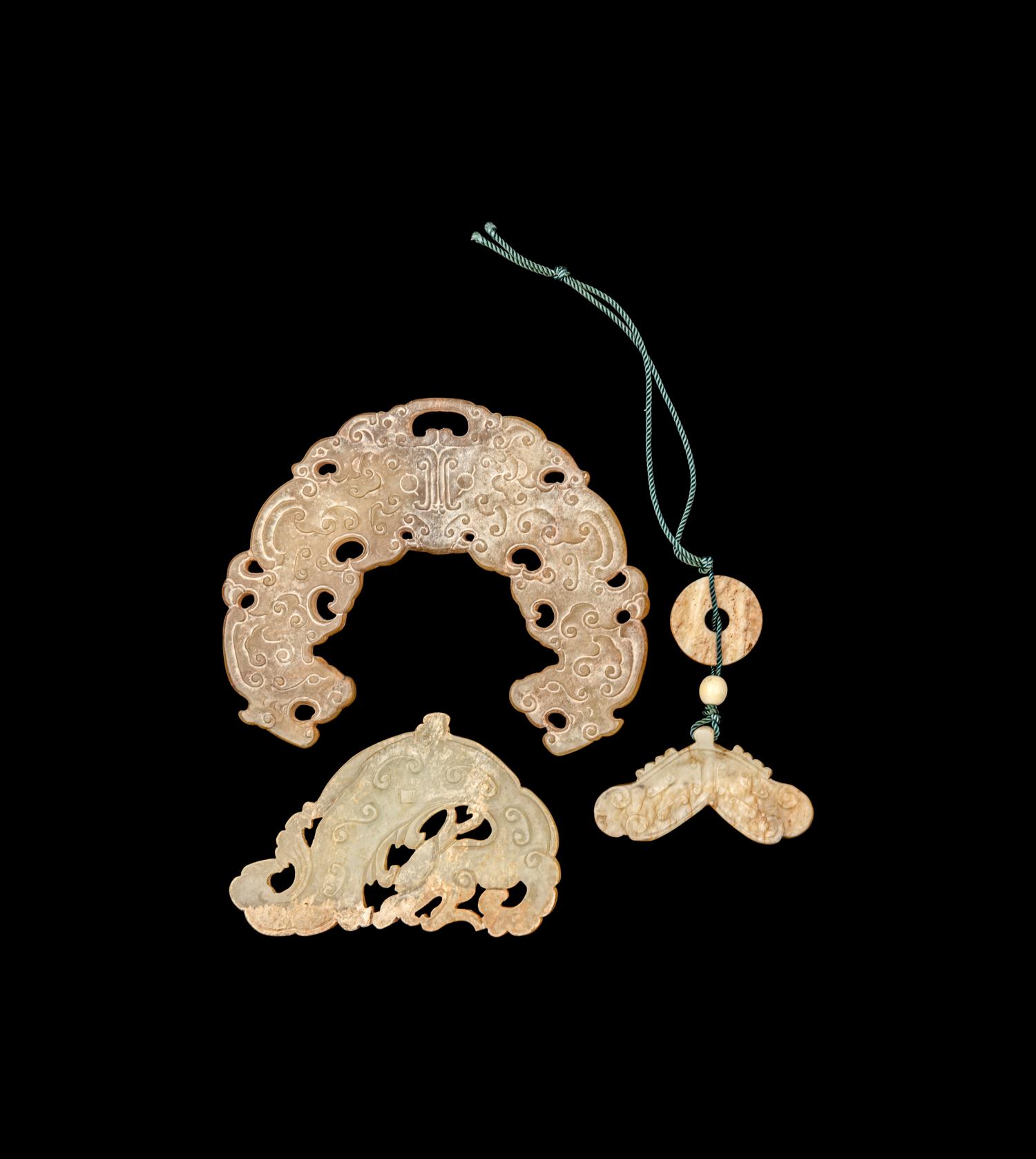 Three Chinese Archaic Style Jade Pendants