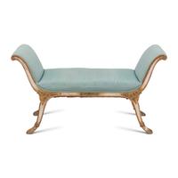 A French Carved and Upholstered Window Bench
