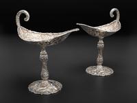 A Pair of American Repousse Silver Tazze