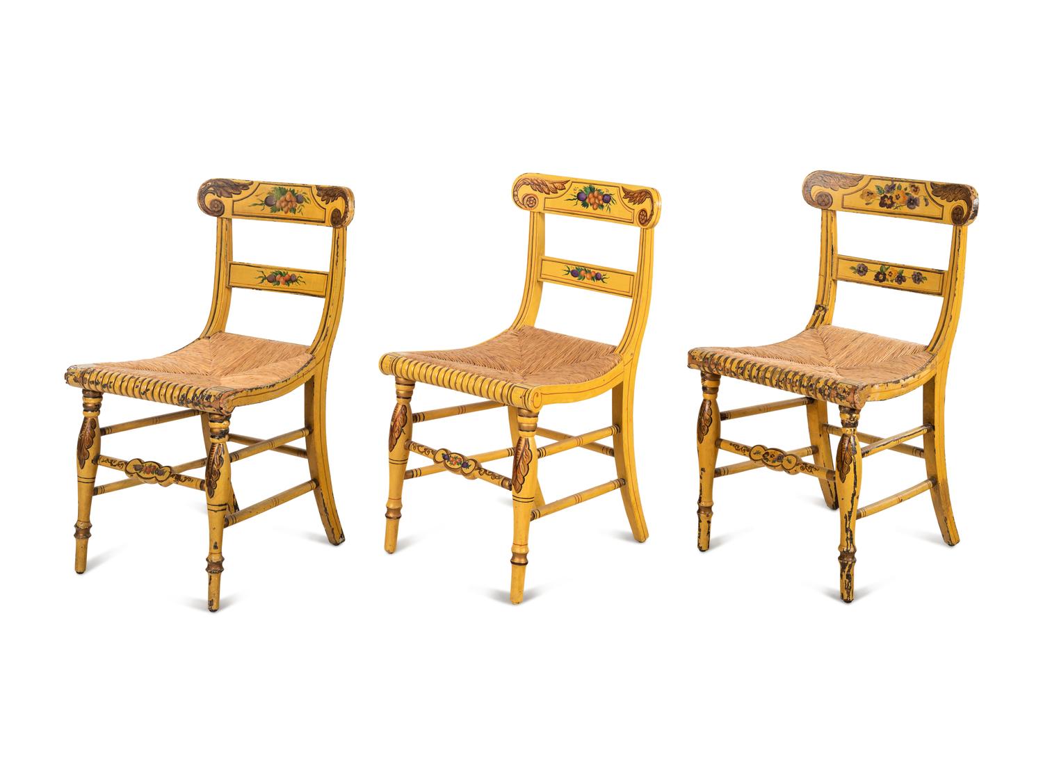 A Set of Six Painted Hitchcock Chairs
