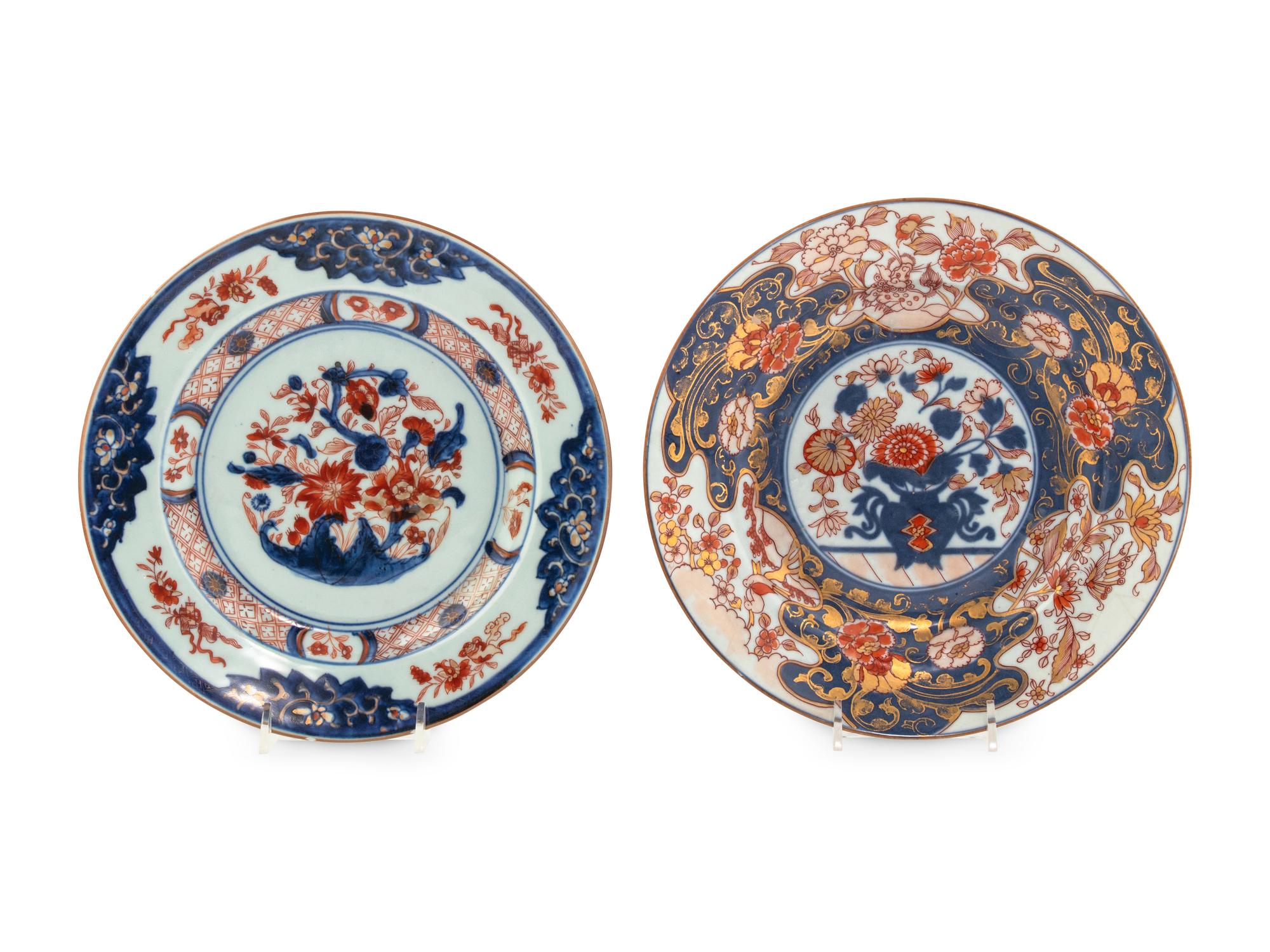 Two Chinese Export Imari Palette Porcelain Plates