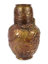 A Large Bretby Pottery Golden Dragon Vase — LATE 19TH CENTURY