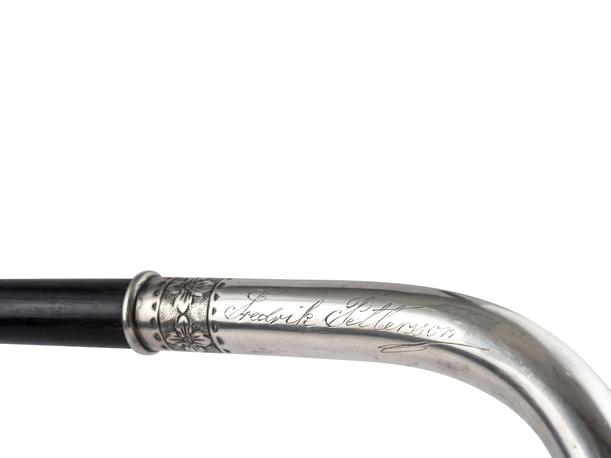 A Continental Ebony and Silver Walking Stick