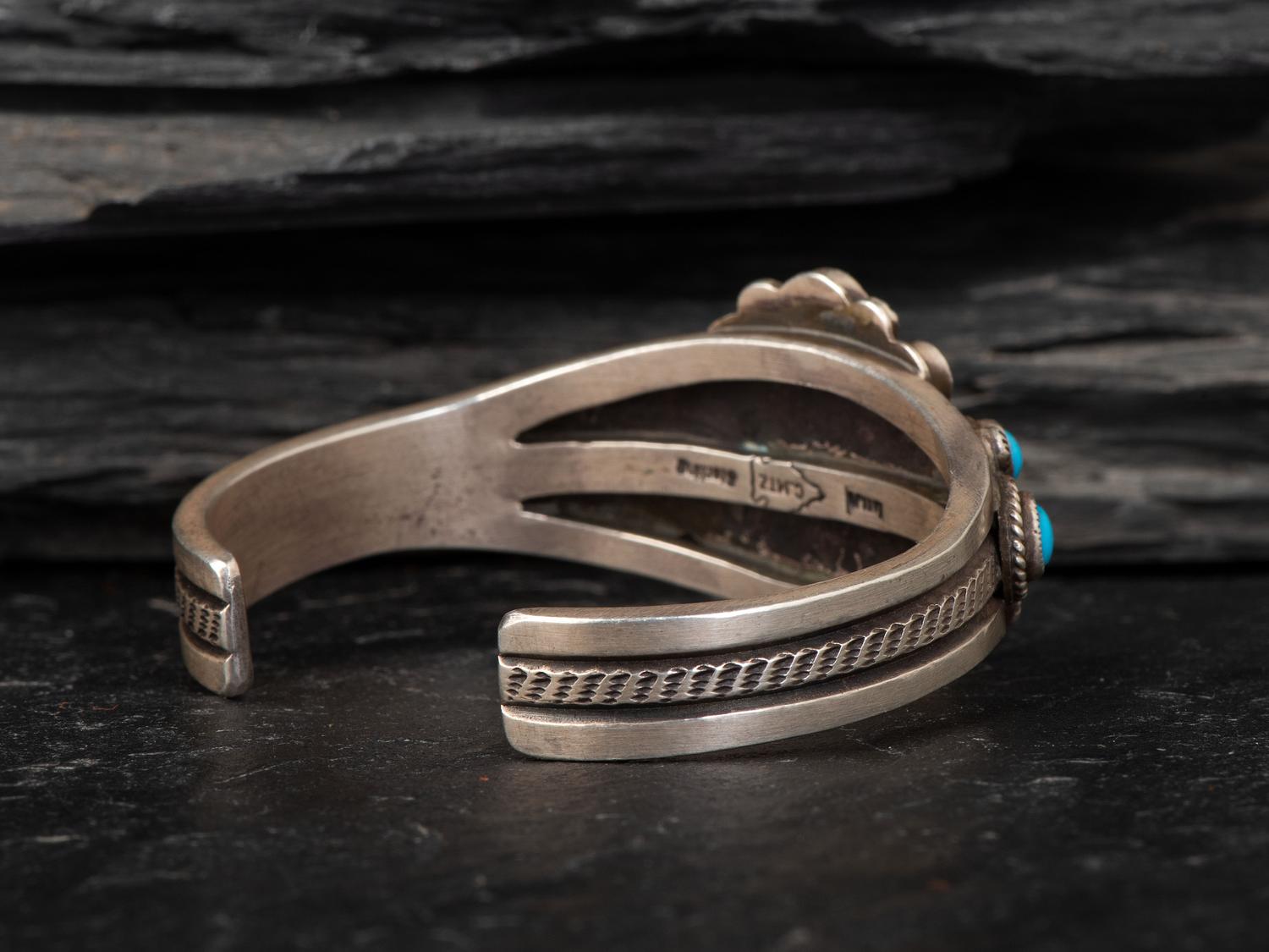 Sterling Silver and Turquoise Cluster Cuff Bracelet