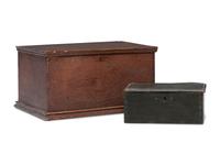 Two Painted Pine Lift-Top Boxes