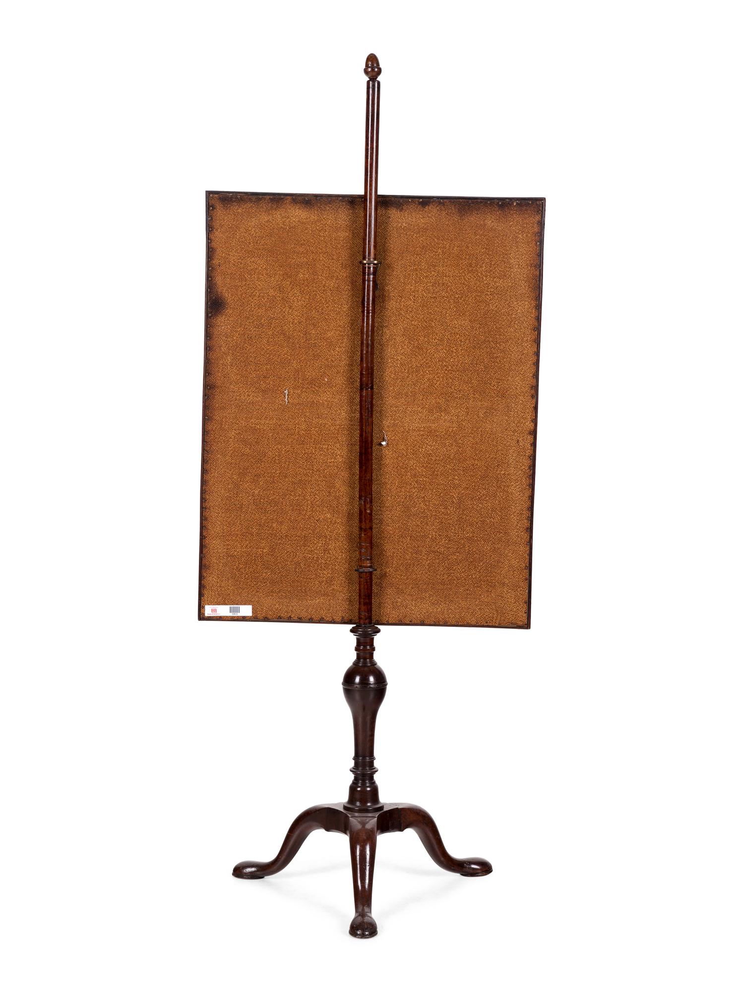 An English Needlepoint and Mahogany Fire Screen