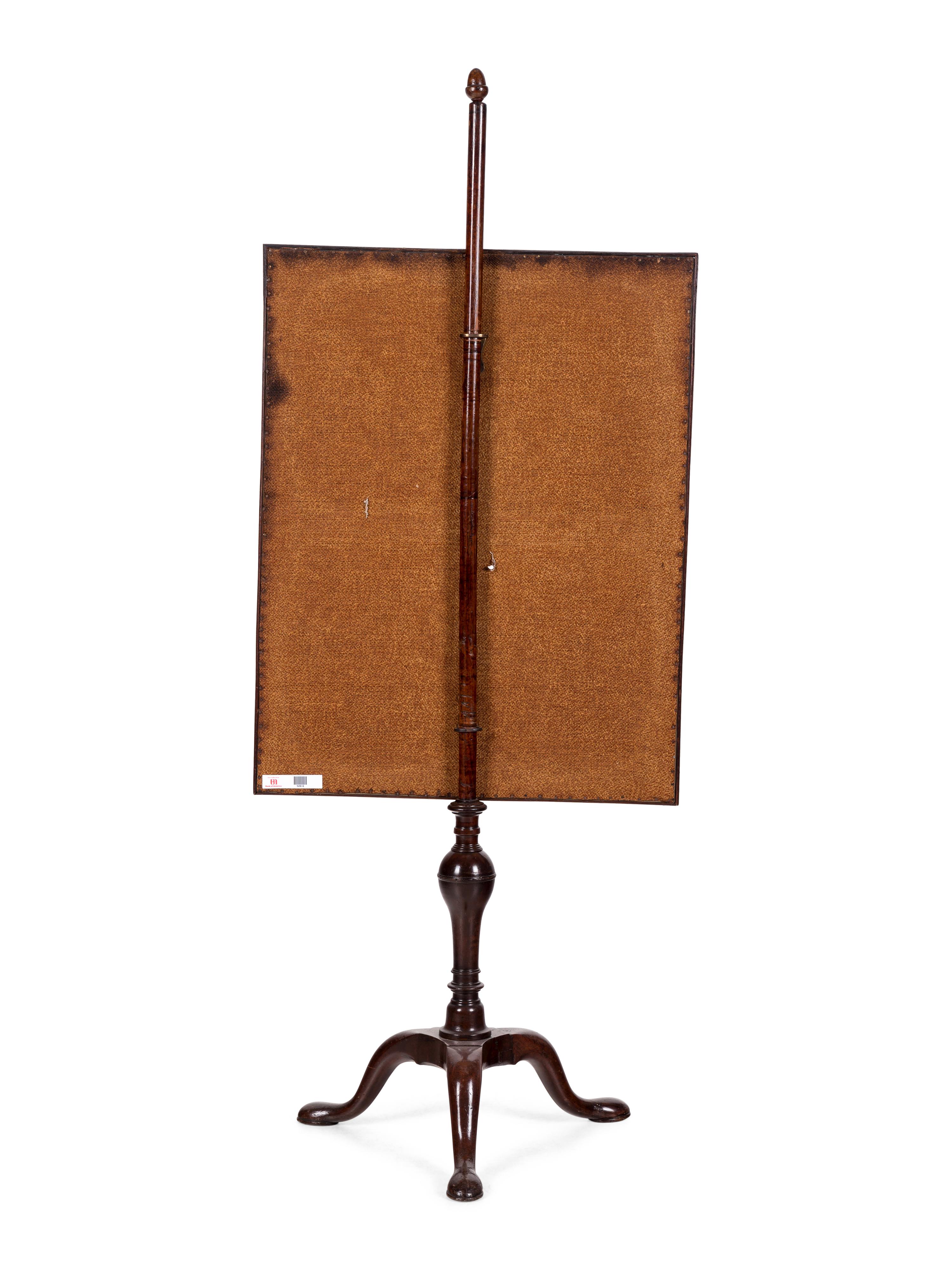 An English Needlepoint and Mahogany Fire Screen