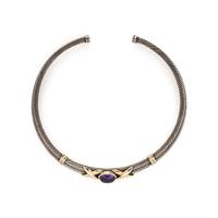 DAVID YURMAN, STERLING SILVER, YELLOW GOLD, AND AMETHYST CHOKER NECKLACE
