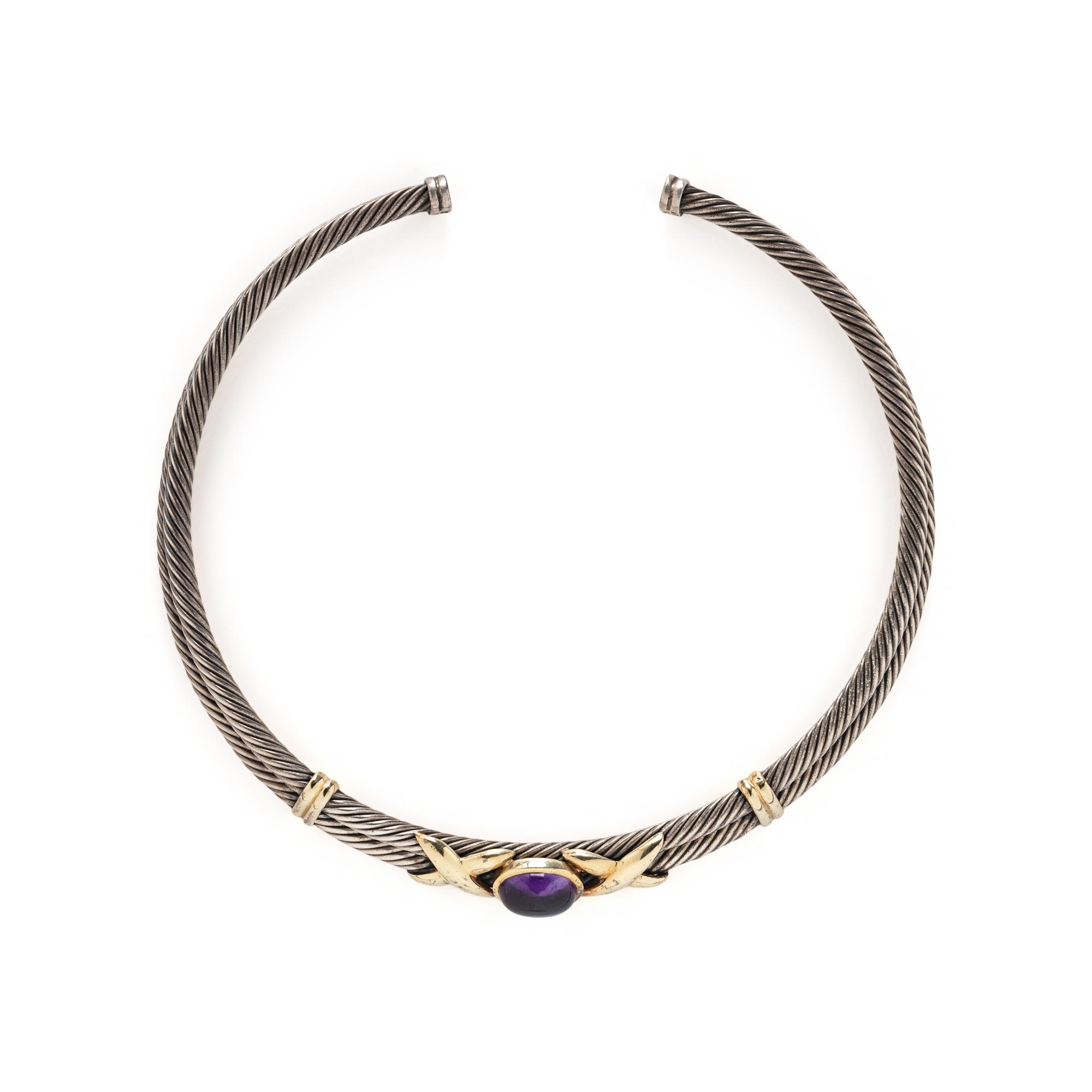 DAVID YURMAN, STERLING SILVER, YELLOW GOLD, AND AMETHYST CHOKER NECKLACE