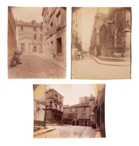 A group of three photographs ( Cour, rue Saint-Jacques 346, disparu, 5e arrondissement , 1900; Saint-Severin - rue Saint Séverin , 1905-1906; Coin, rue Norvins et des Saules , 1925)