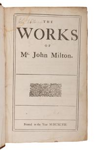MILTON, John (1608-1674). The Works . London: n.p., 1697.