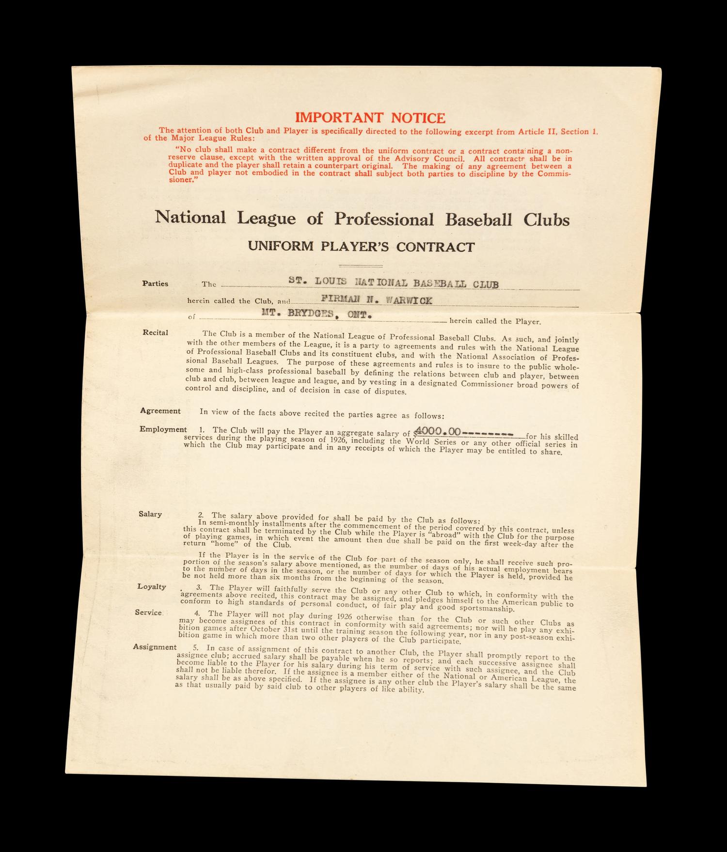A Group of 15 1920s-30s St. Louis Cardinals Contract Agreements All Signed by Branch Rickey