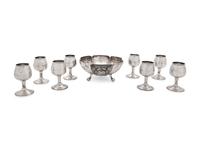 A Set of Eight Mexican Silver Cordials