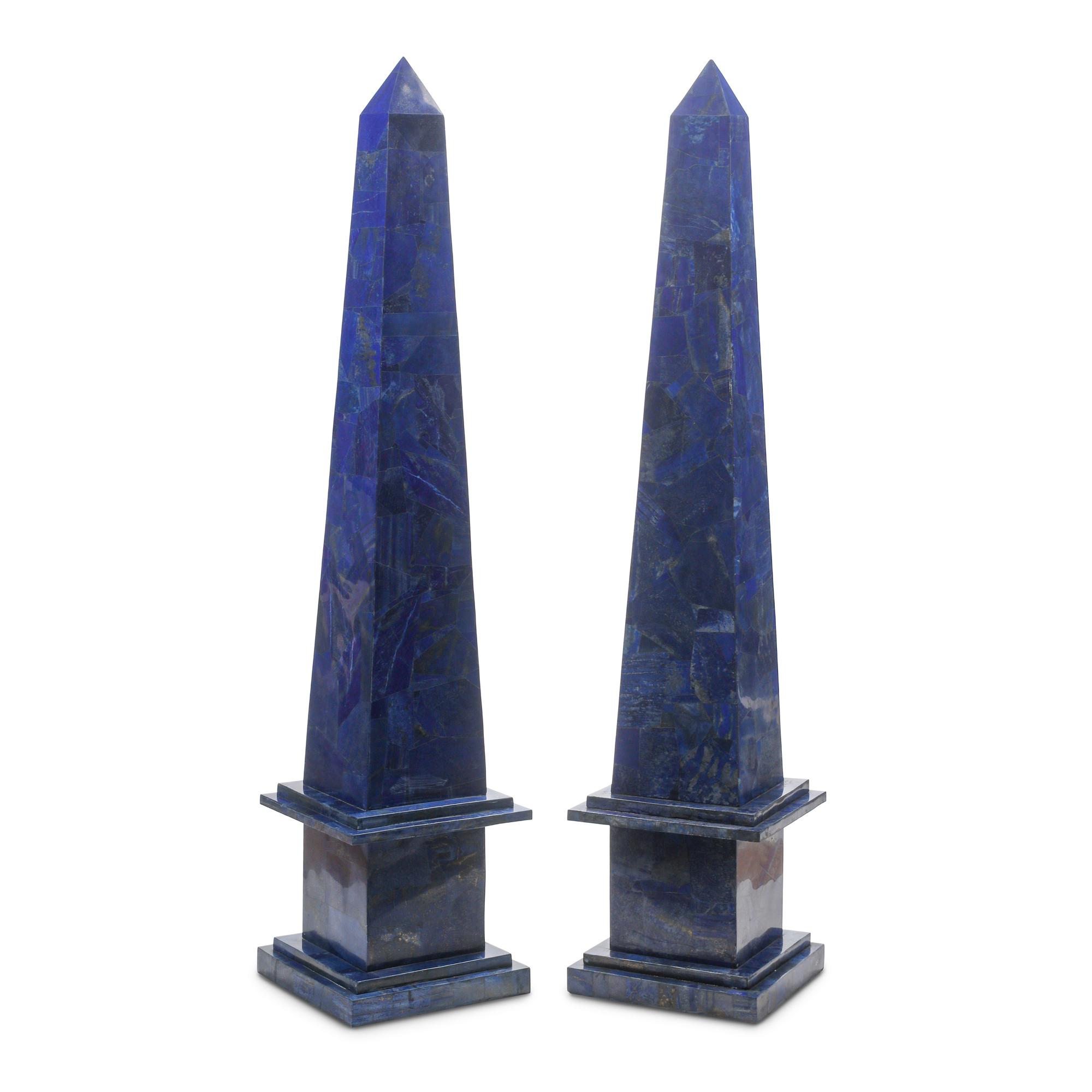 A Pair of Large Lapis Lazuli Obelisks