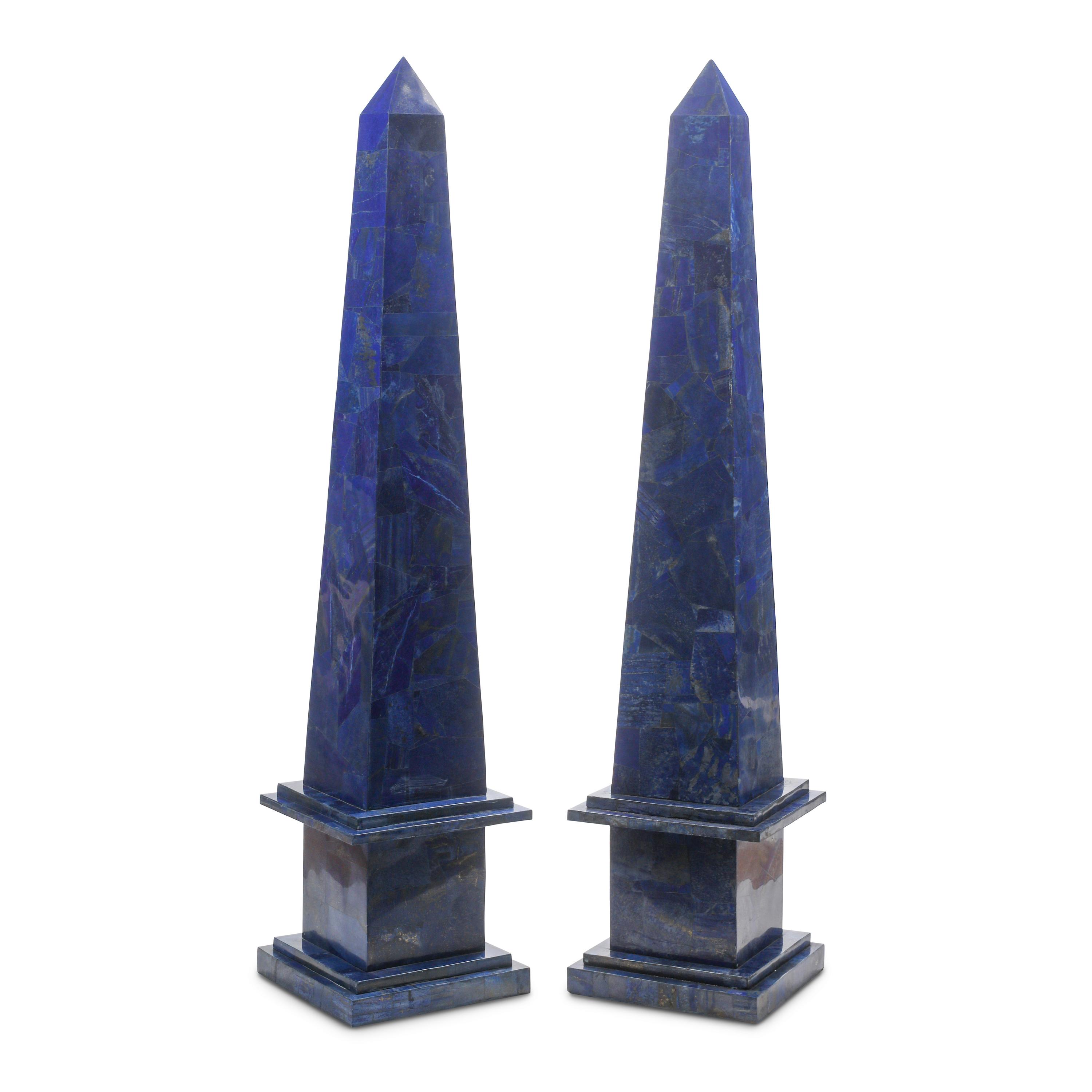 A Pair of Large Lapis Lazuli Obelisks