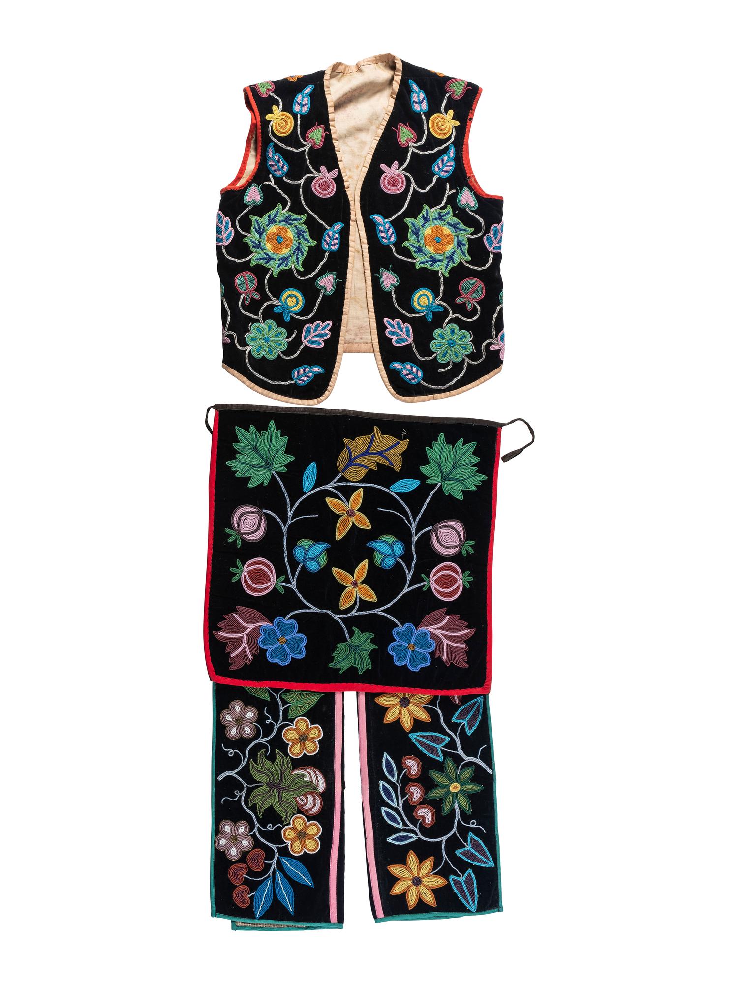 Anishinaabe Beaded Vest, Apron, and Leggings
