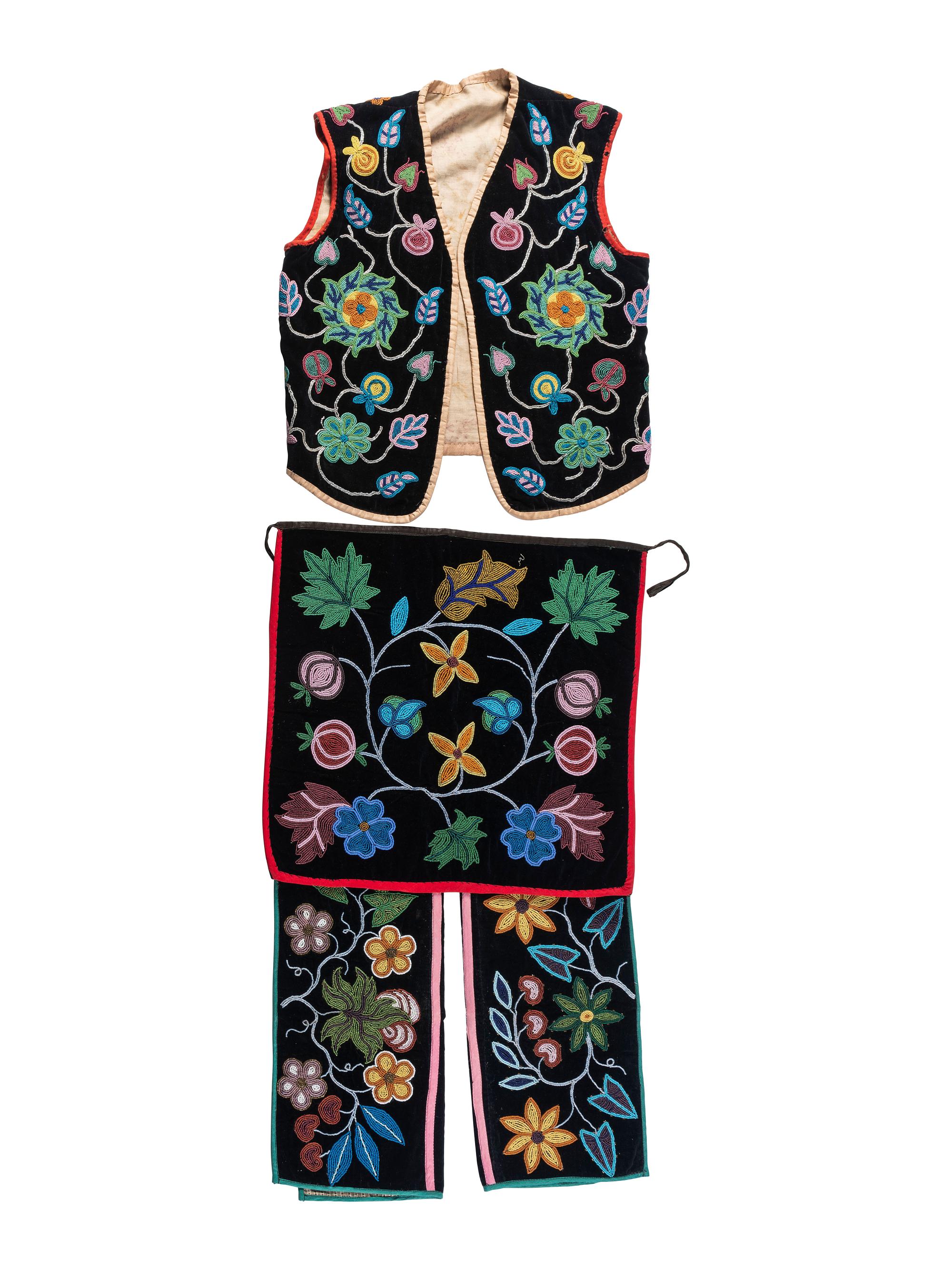 Anishinaabe Beaded Vest, Apron, and Leggings