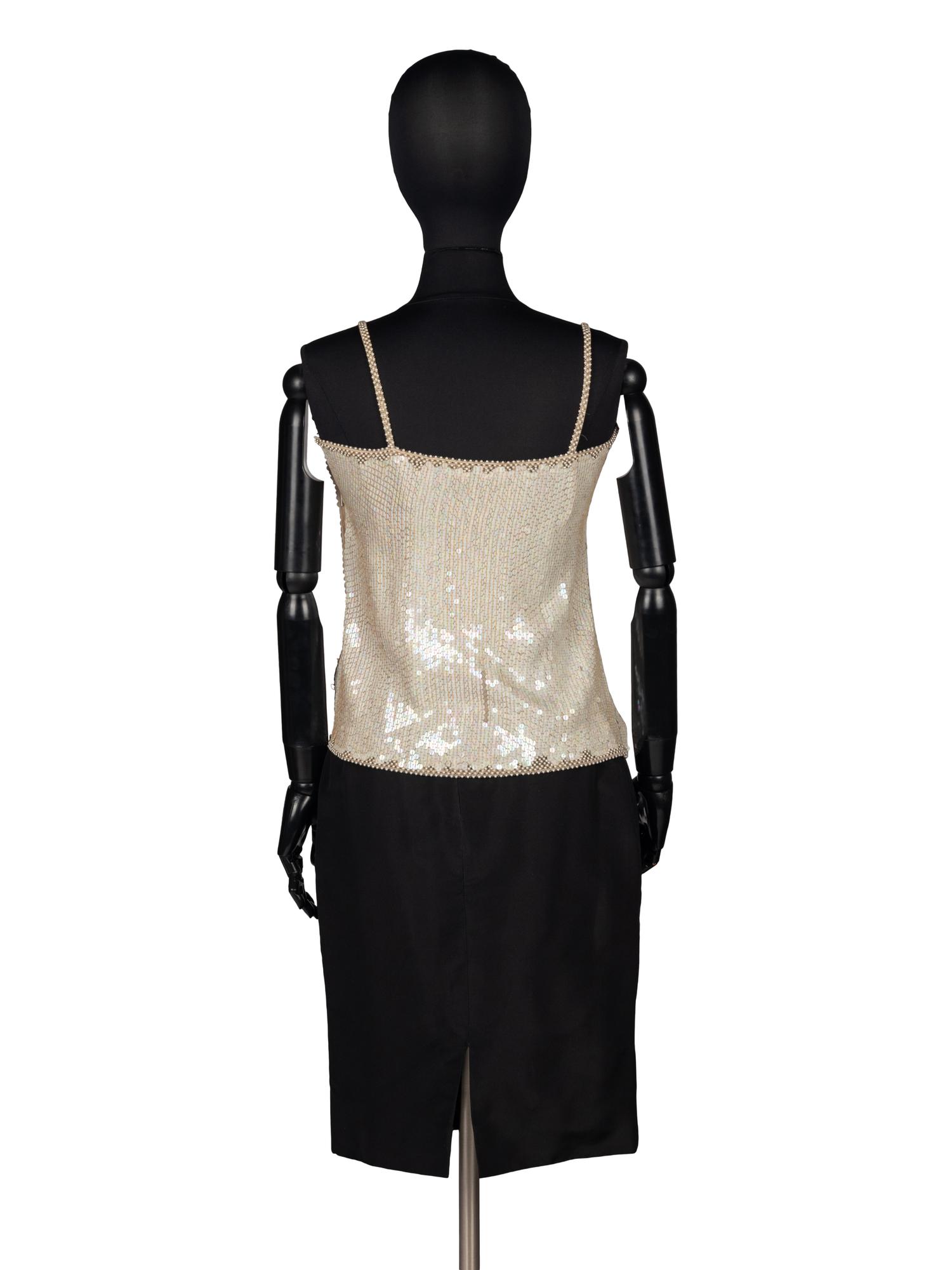 Halston Sequined Top and Chanel Skirt