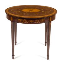 An Adam Style Marquetry Center Table Height 29 x width 38 1/2 x depth 29 inches. — LATE 19TH/EARLY 20TH CENTURY